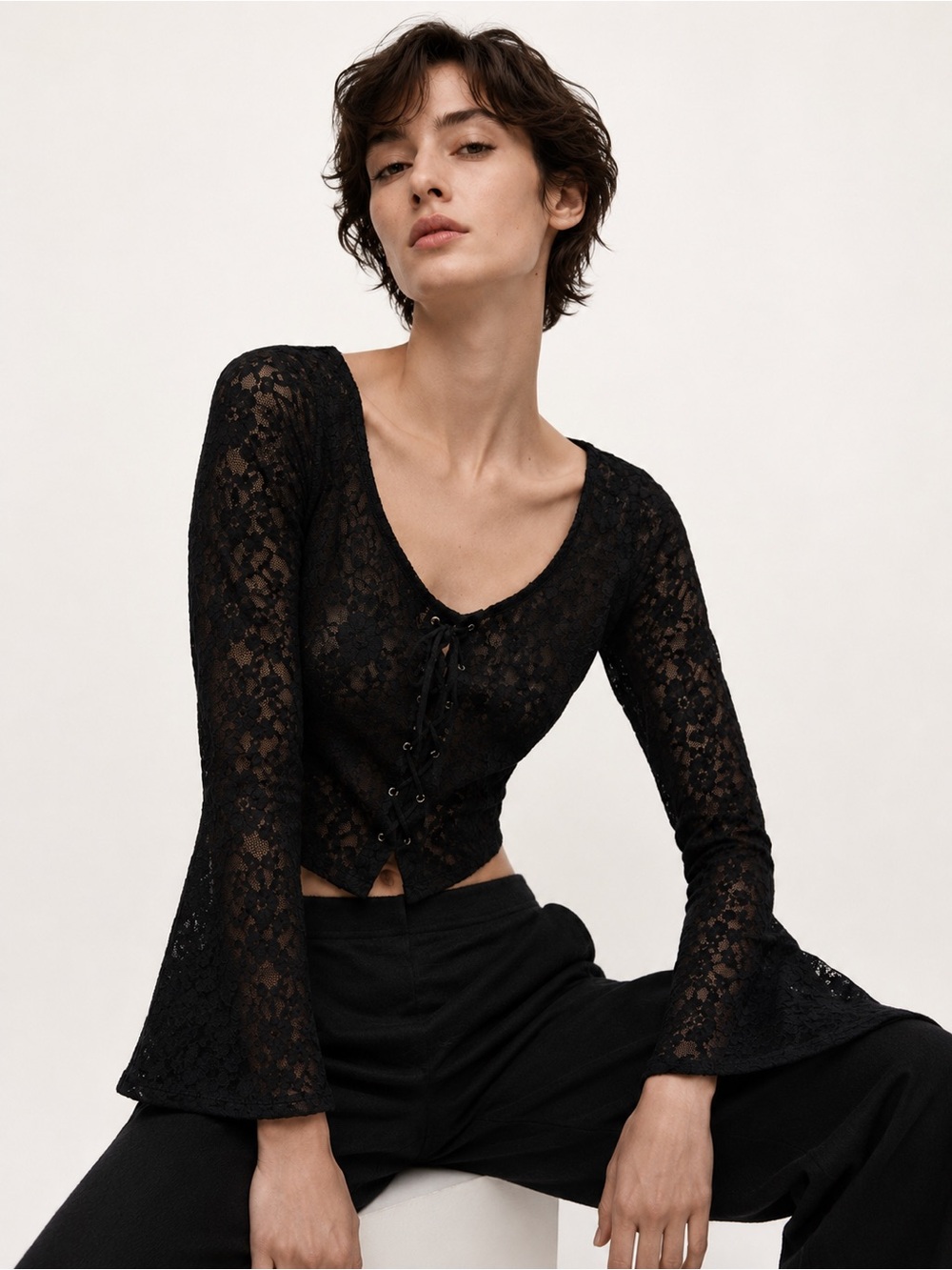 Vintage Y2K Black Lace Top